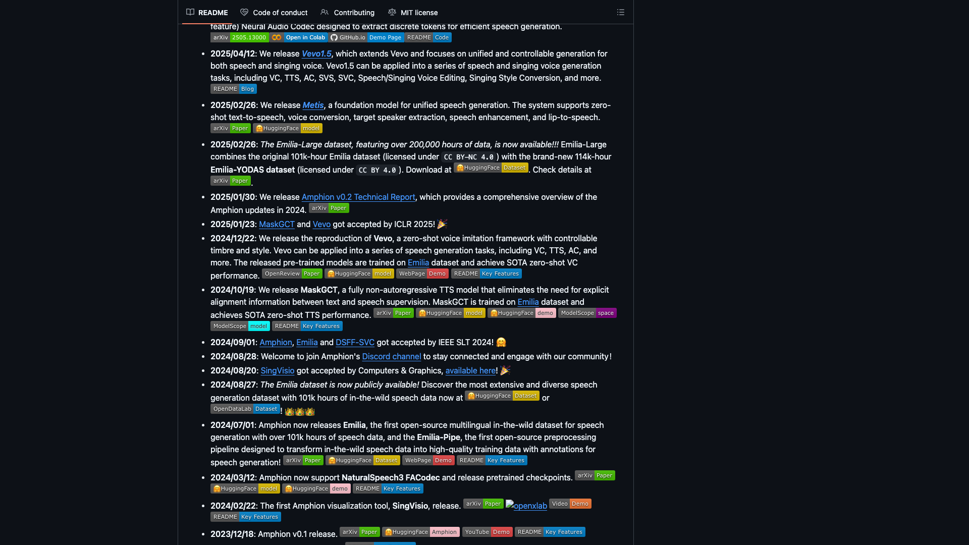 github.com/open-mmlab/amphion · README News 时间线区 2026-10-05