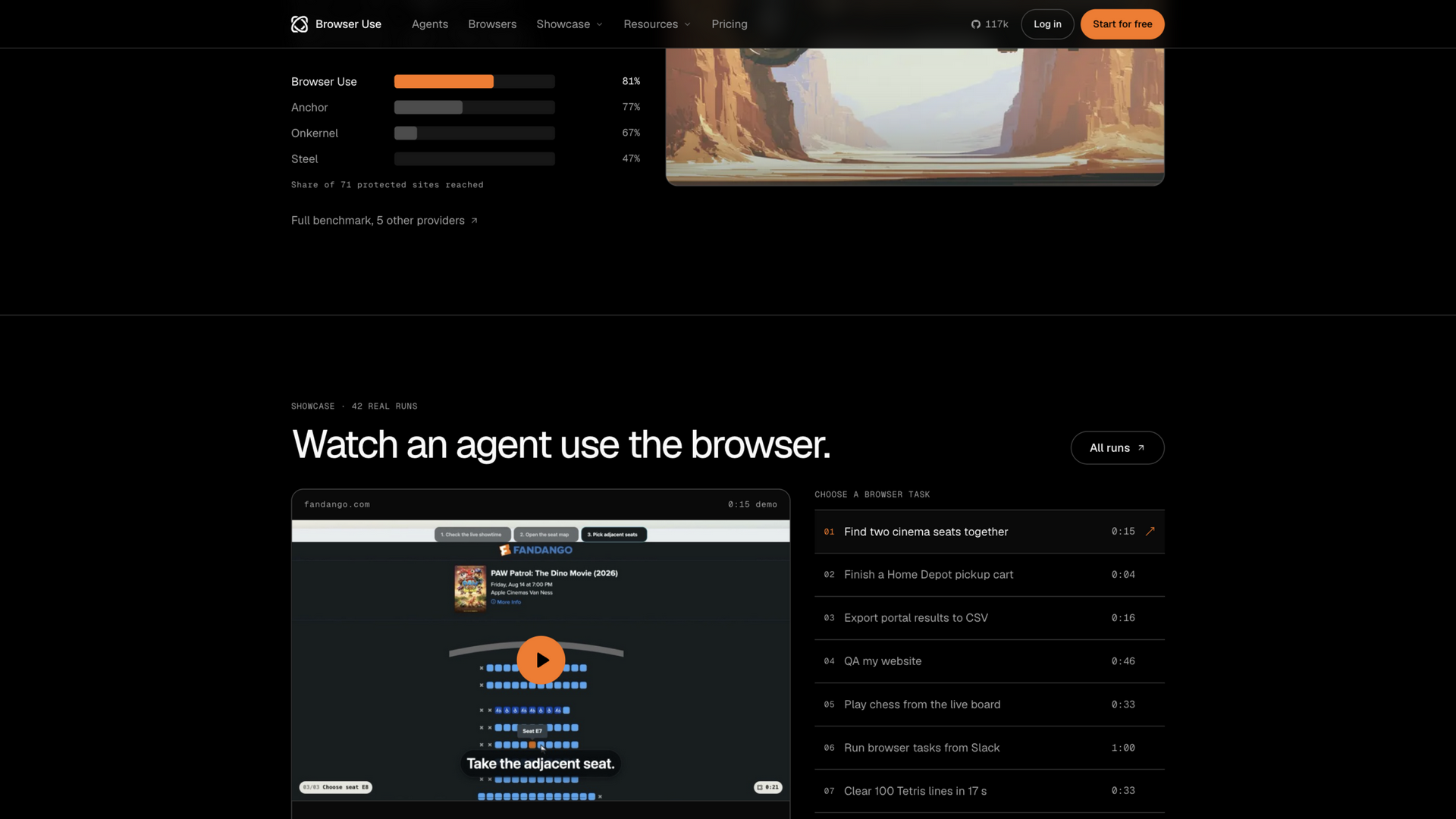 browser-use.com · SHOWCASE 实录演示区 2026-10-03