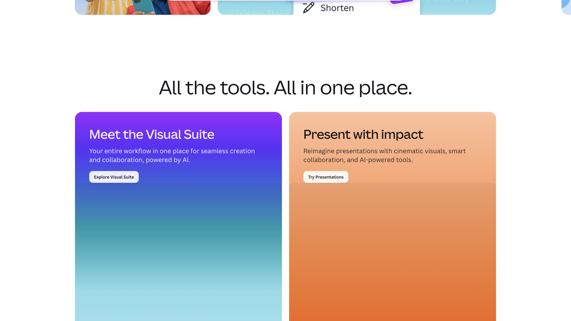 canva.com · 首页 Visual Suite 与 Presentations 区 2026-10-03