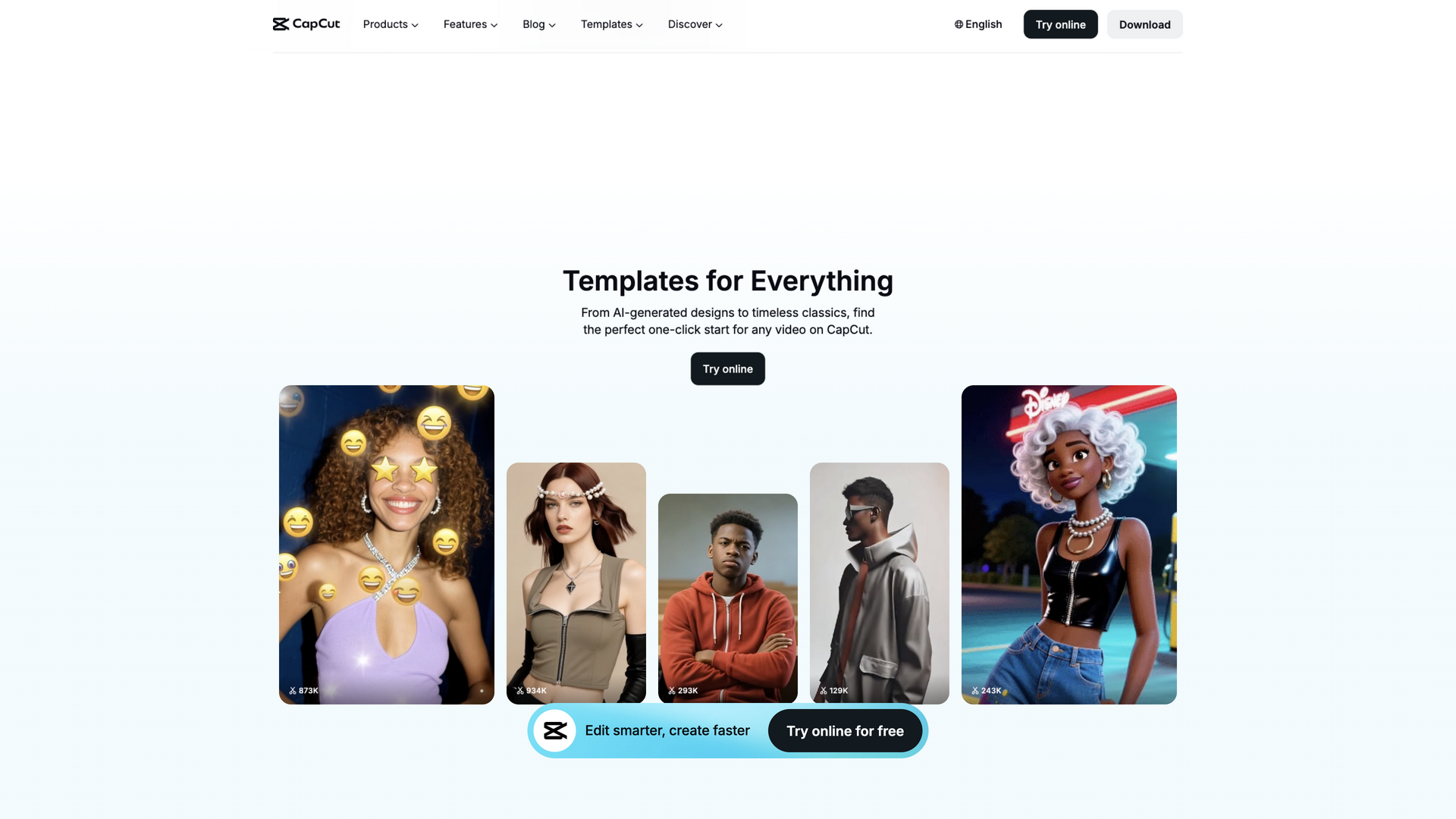 capcut.com · 首页 Templates 区 2026-10-02