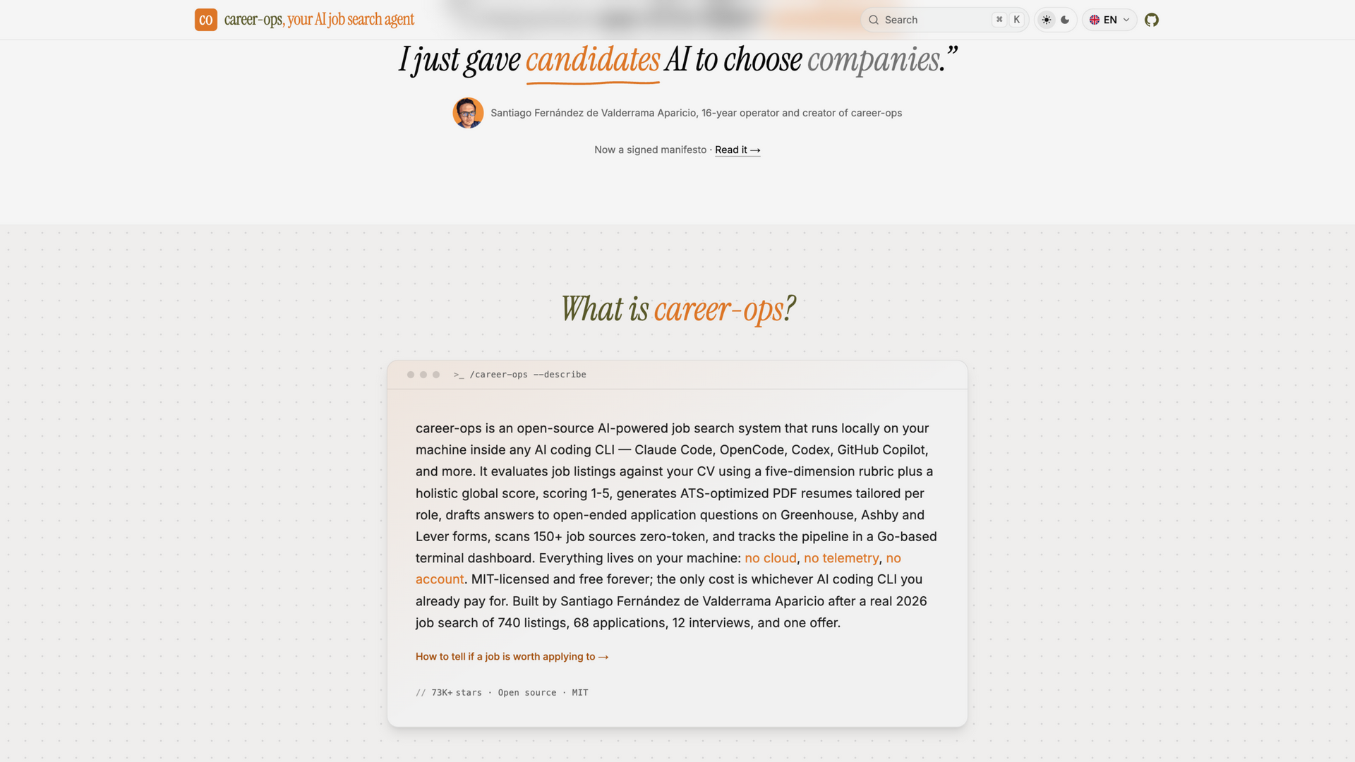 career-ops.org · What is career-ops 自述卡 2026-10-05