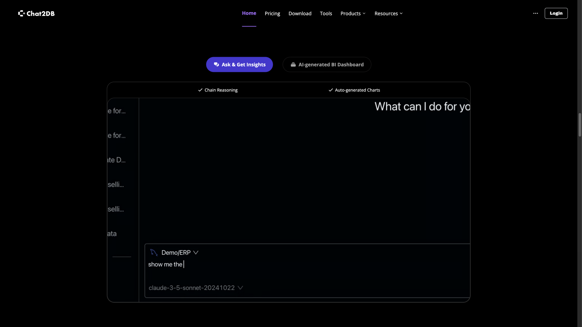 chat2db.ai · AI 数据分析功能区 2026-10-06