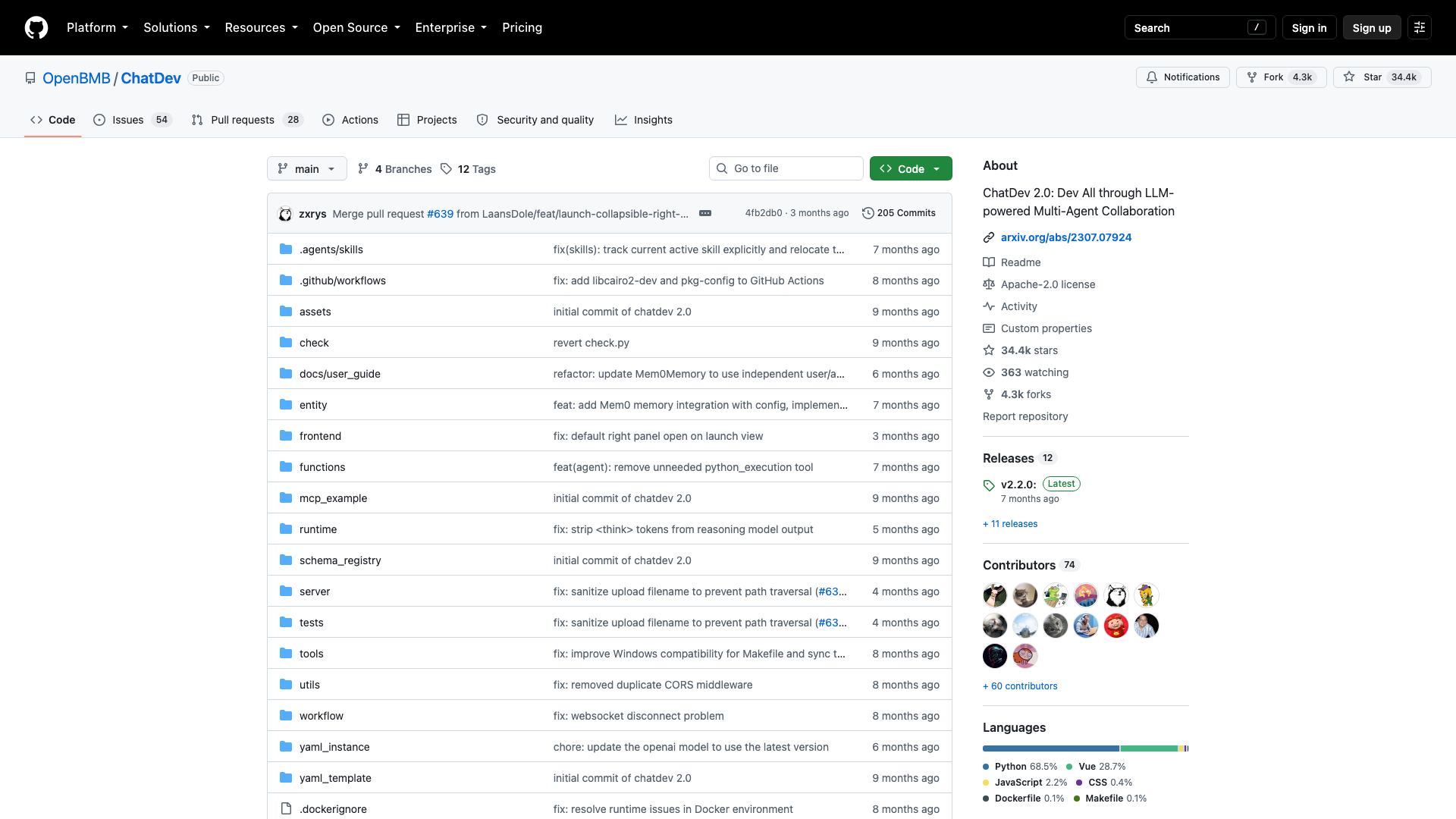 github.com/OpenBMB/ChatDev · 首页快照 2026-10-04