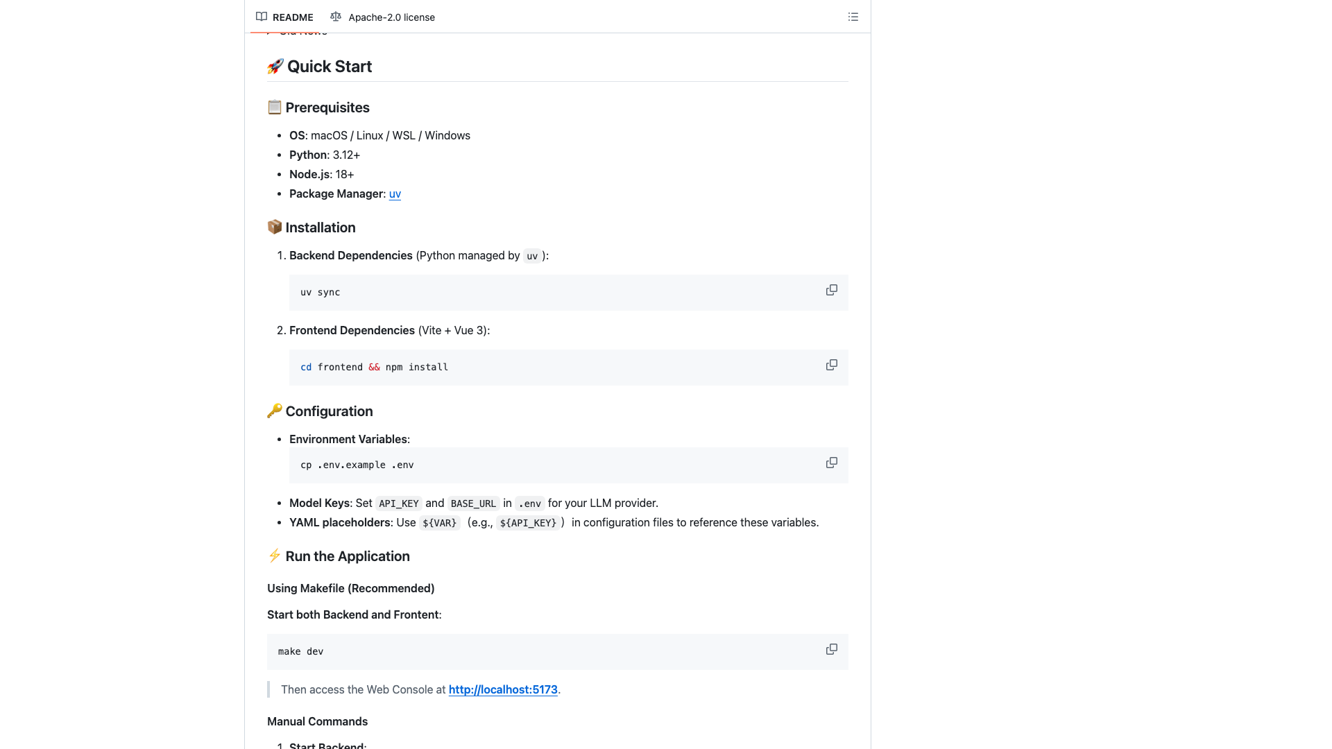 github.com/OpenBMB/ChatDev · README Quick Start 安装配置与运行区 2026-10-04