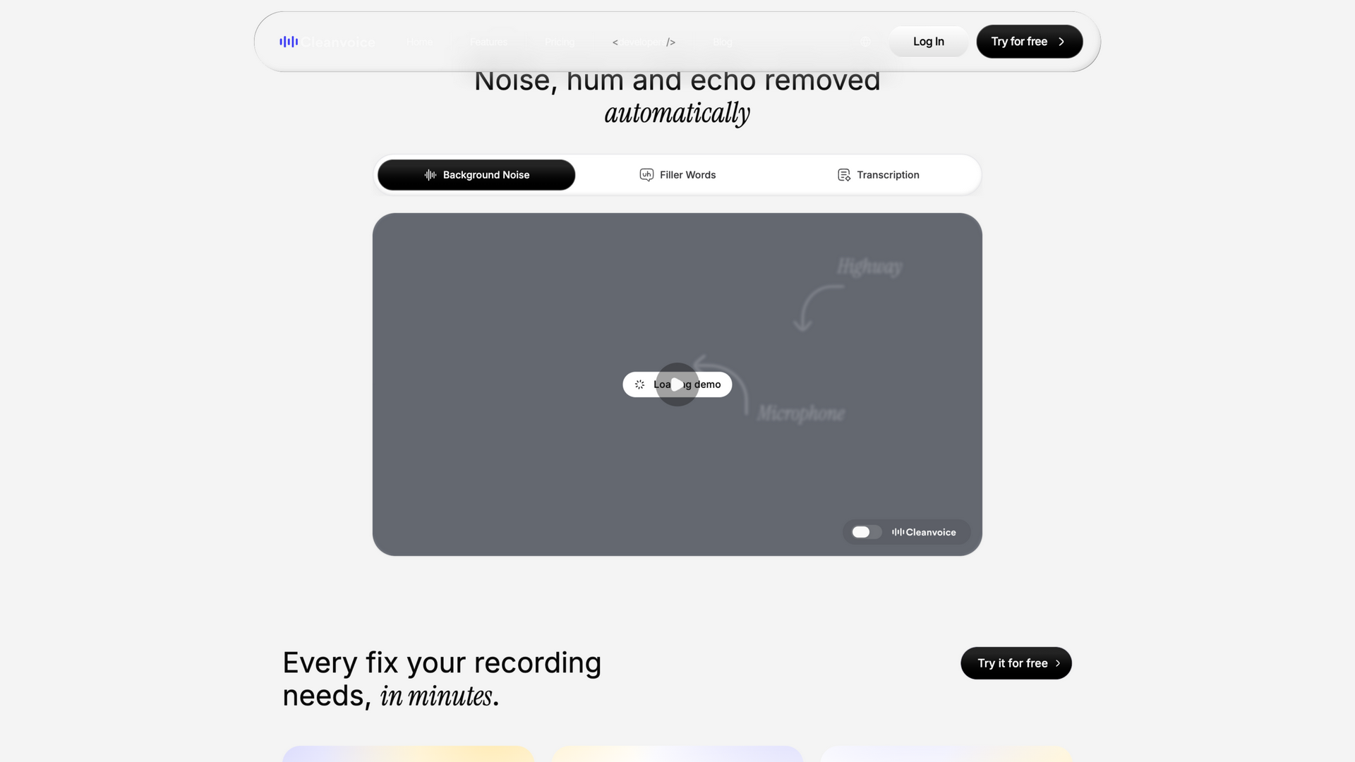 cleanvoice.ai · 首页交互对比演示区 2026-10-05