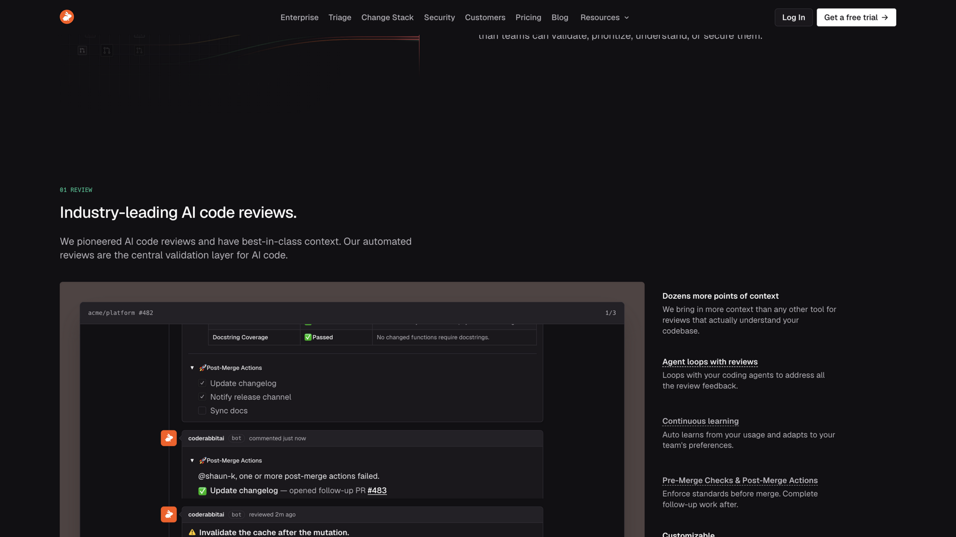 coderabbit.ai · 首页 Review 功能区 2026-10-02
