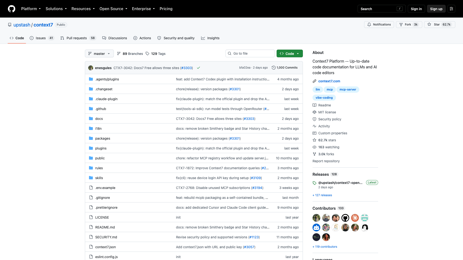 github.com/upstash/context7 · 仓库页 2026-10-04