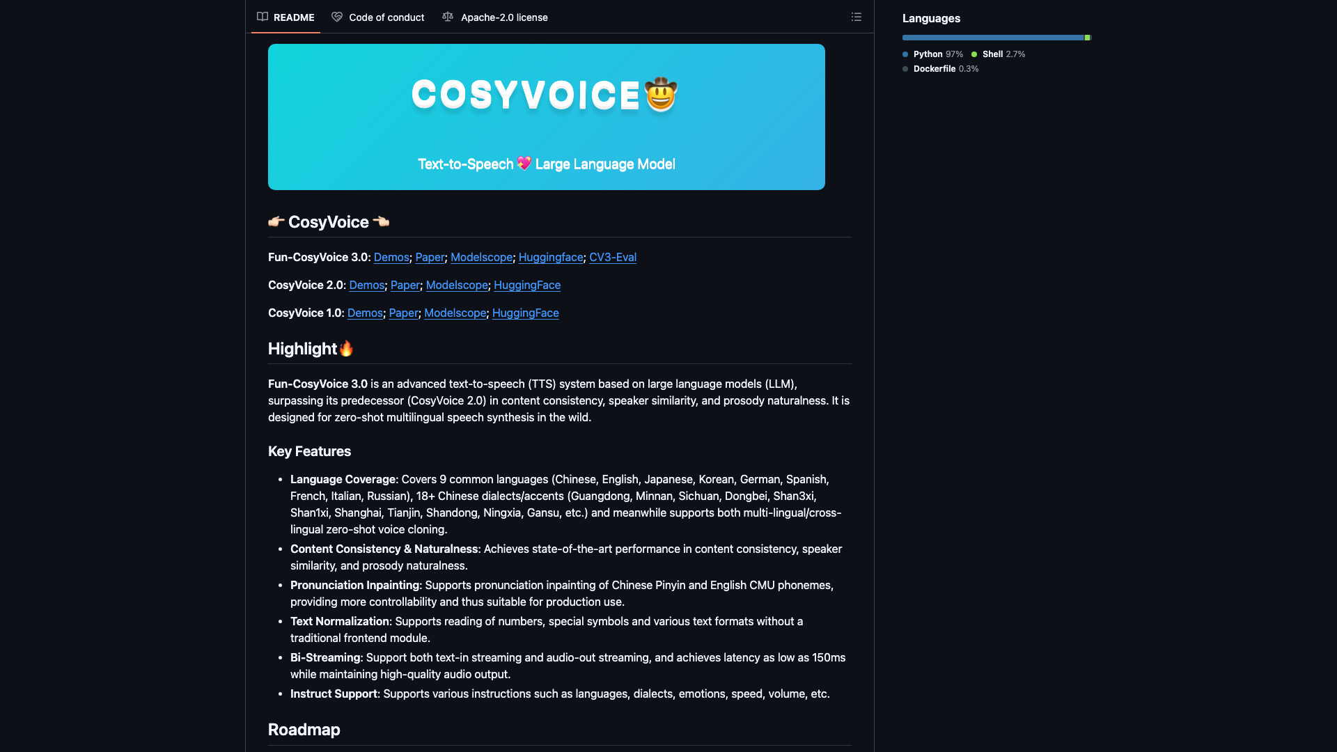 github.com · README 横幅与 Key Features 区 2026-10-03
