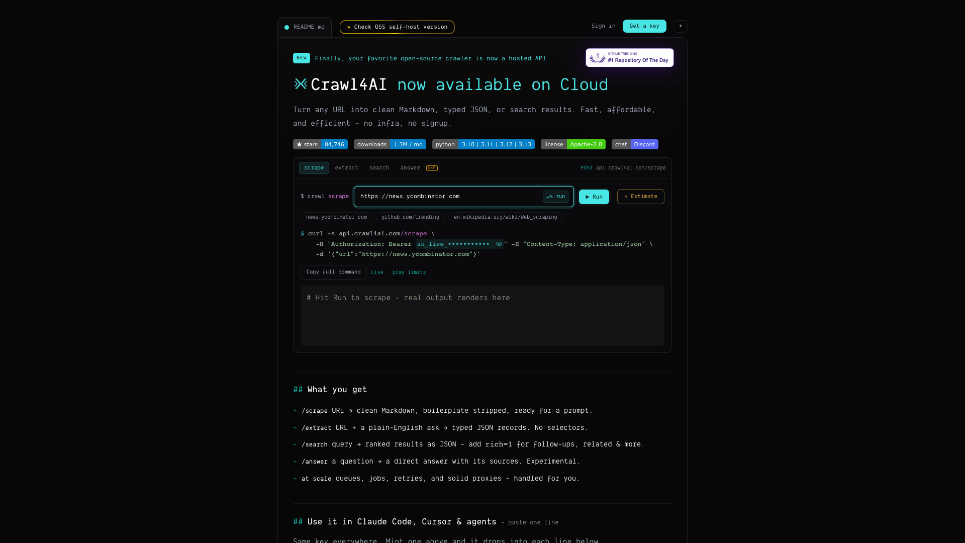 crawl4ai.com · 首页快照 2026-10-04