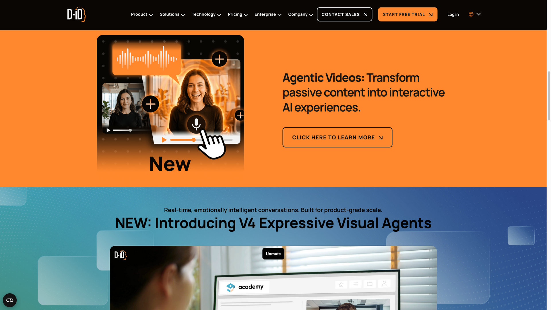 d-id.com · 首页 Agentic Videos 交互视频区 2026-10-05