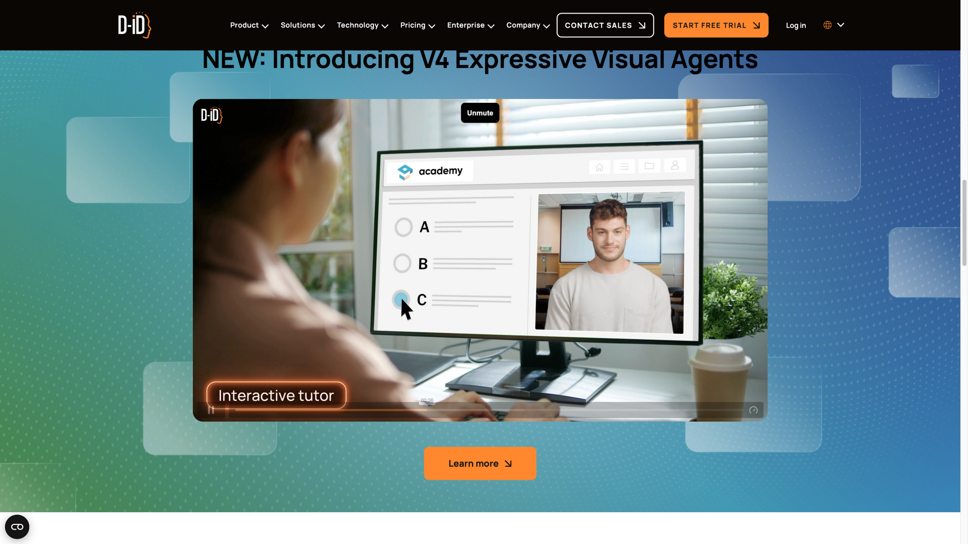 d-id.com · 首页 V4 Expressive Visual Agents 区 2026-10-05
