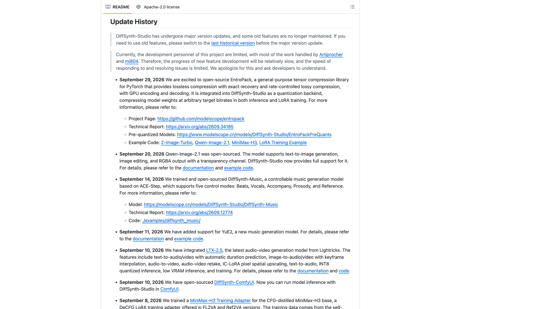 github.com · README Update History 更新动态区 2026-10-06