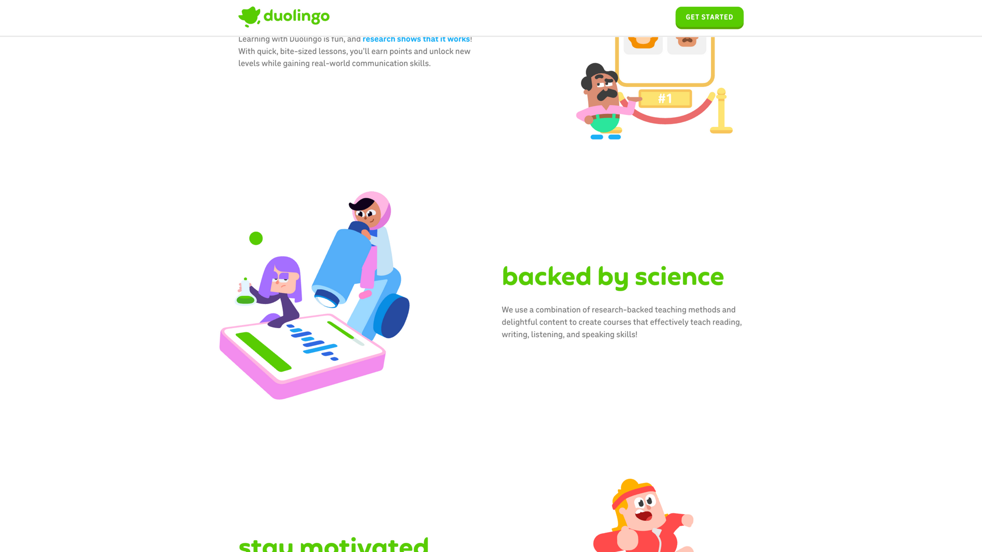 duolingo.com · 首页 backed by science 教学法区 2026-10-05