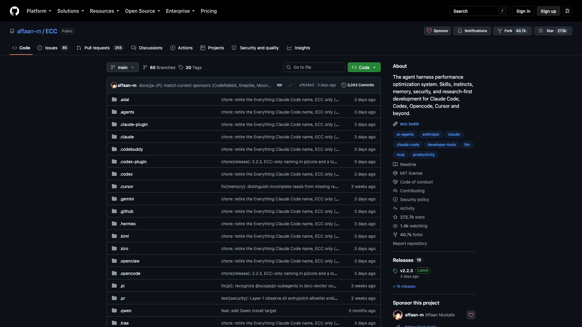 github.com/affaan-m/ECC · 仓库页 2026-10-05