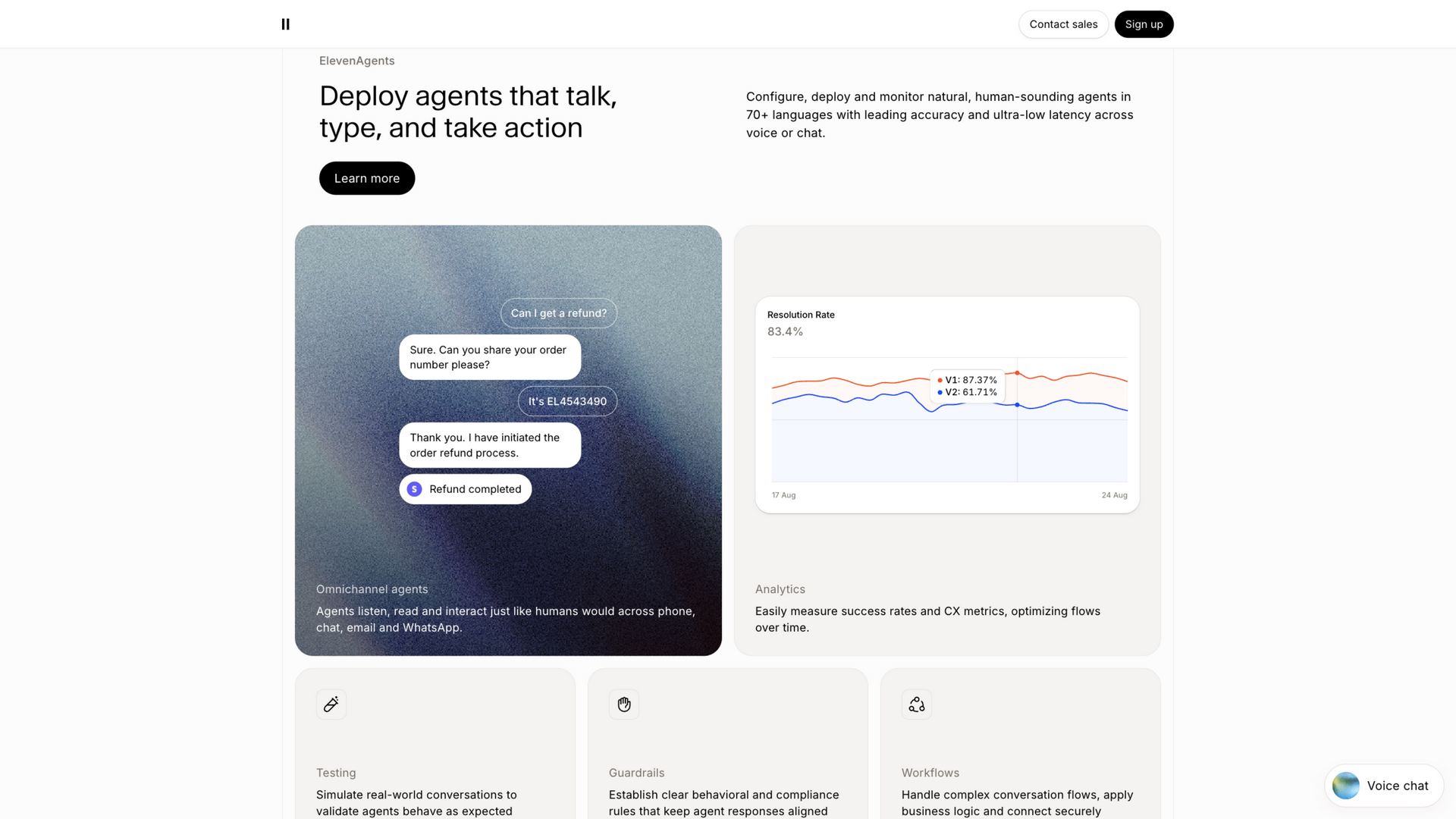 elevenlabs.io · ElevenAgents 对话 Agent 区 2026-10-03