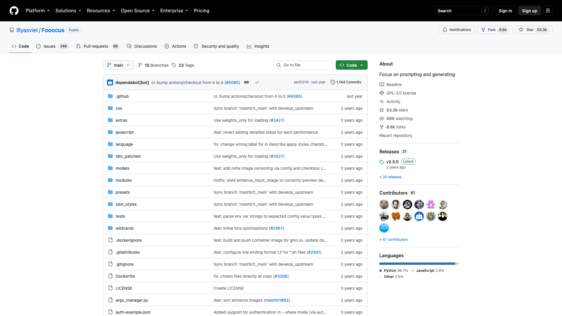 github.com/lllyasviel/Fooocus · 仓库首页快照 2026-10-04