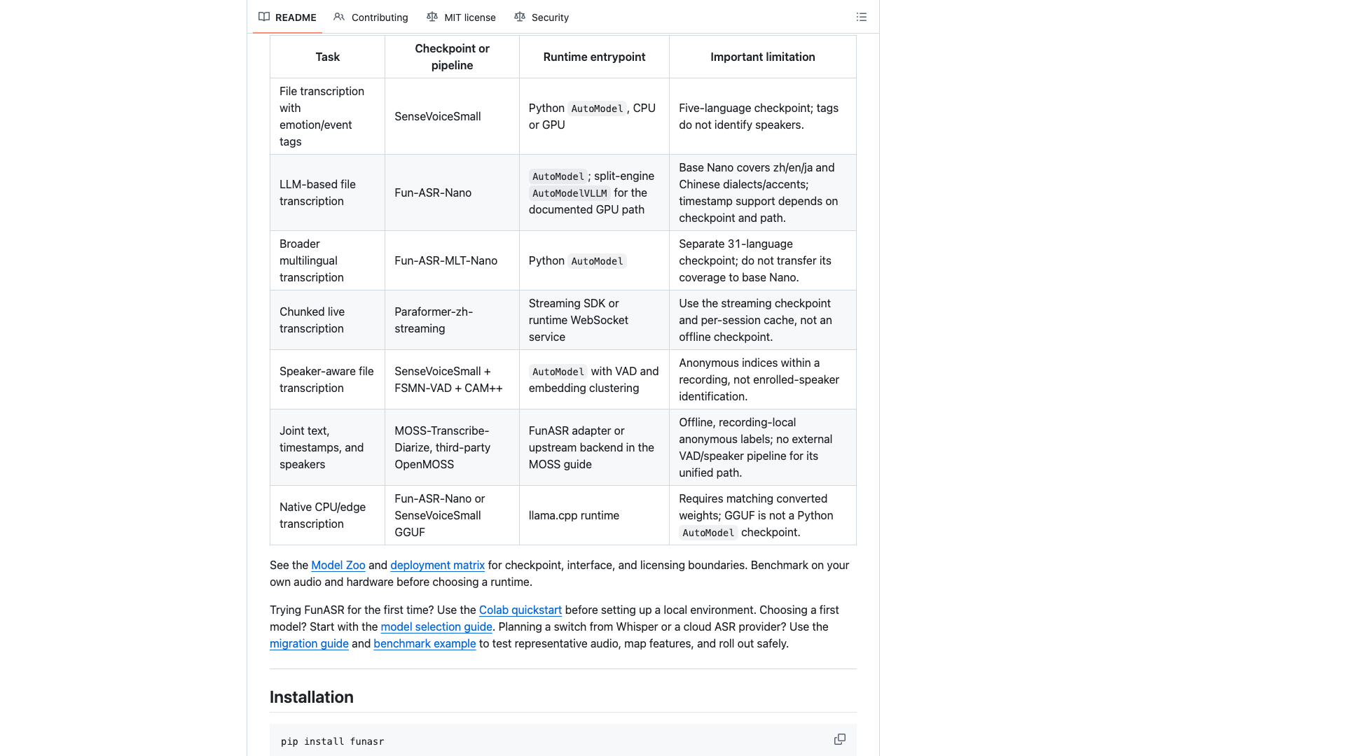 github.com · README 任务-模型-运行时对照表 2026-10-04