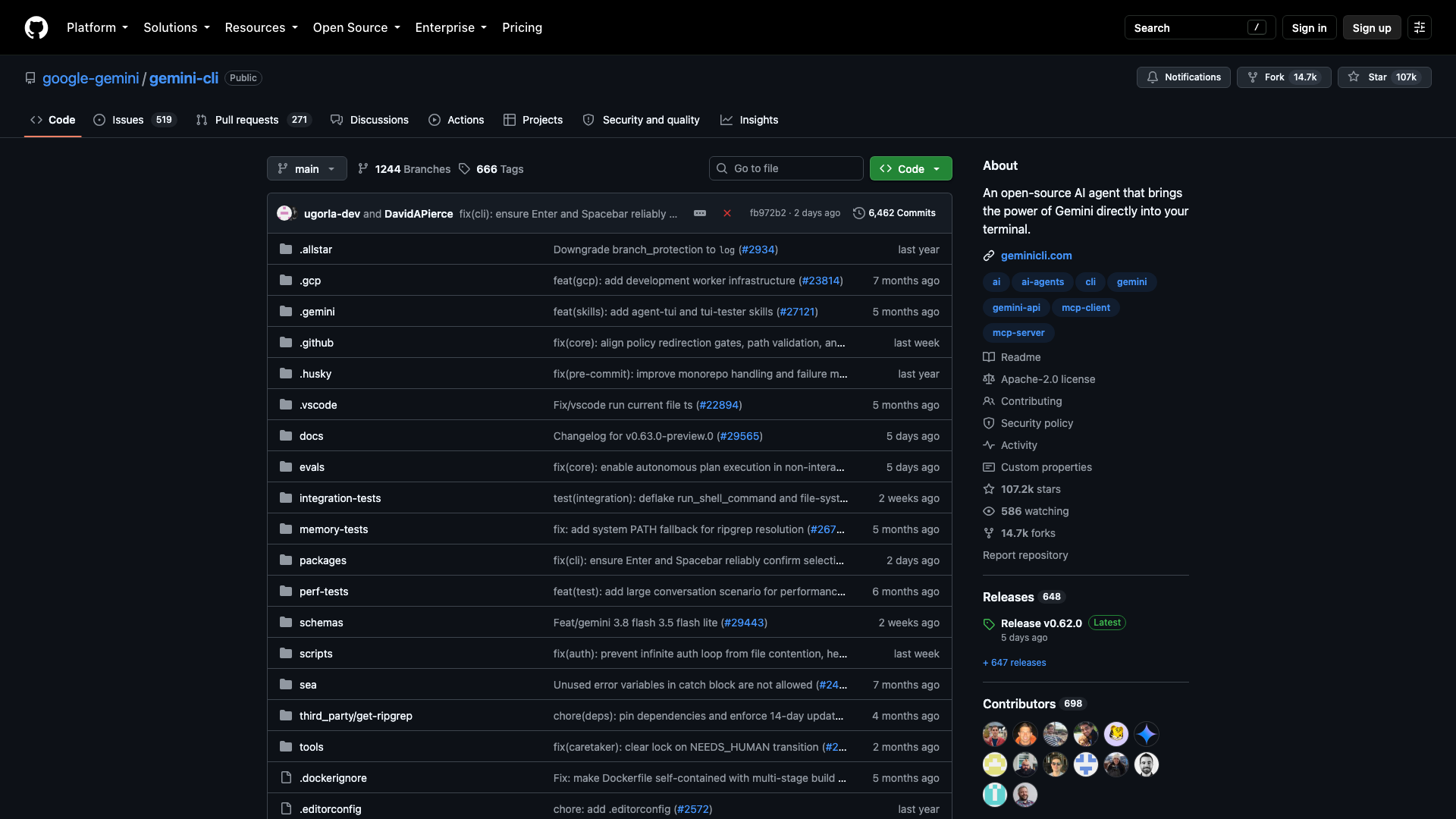 github.com/google-gemini/gemini-cli · 首页快照 2026-10-04
