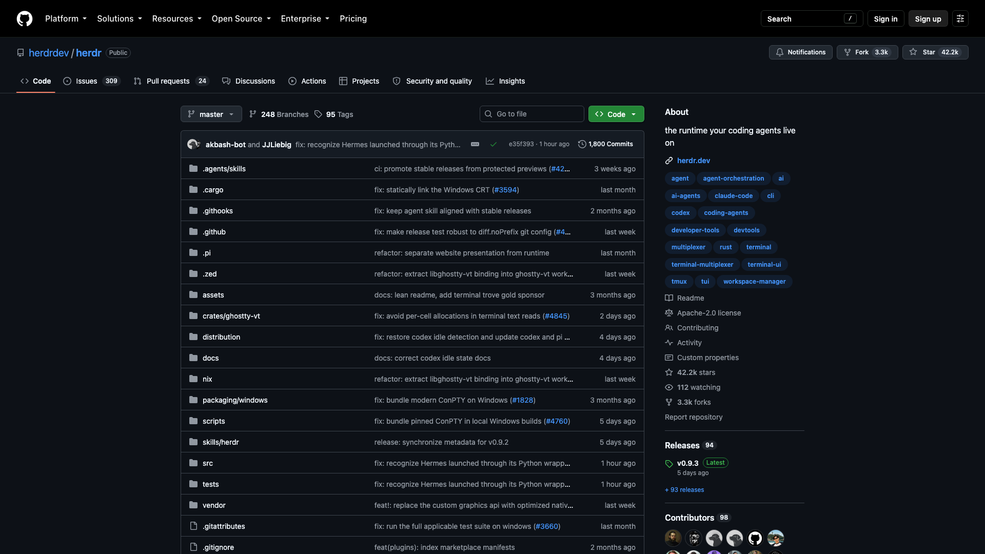 github.com/herdrdev/herdr · 仓库首页 2026-10-05