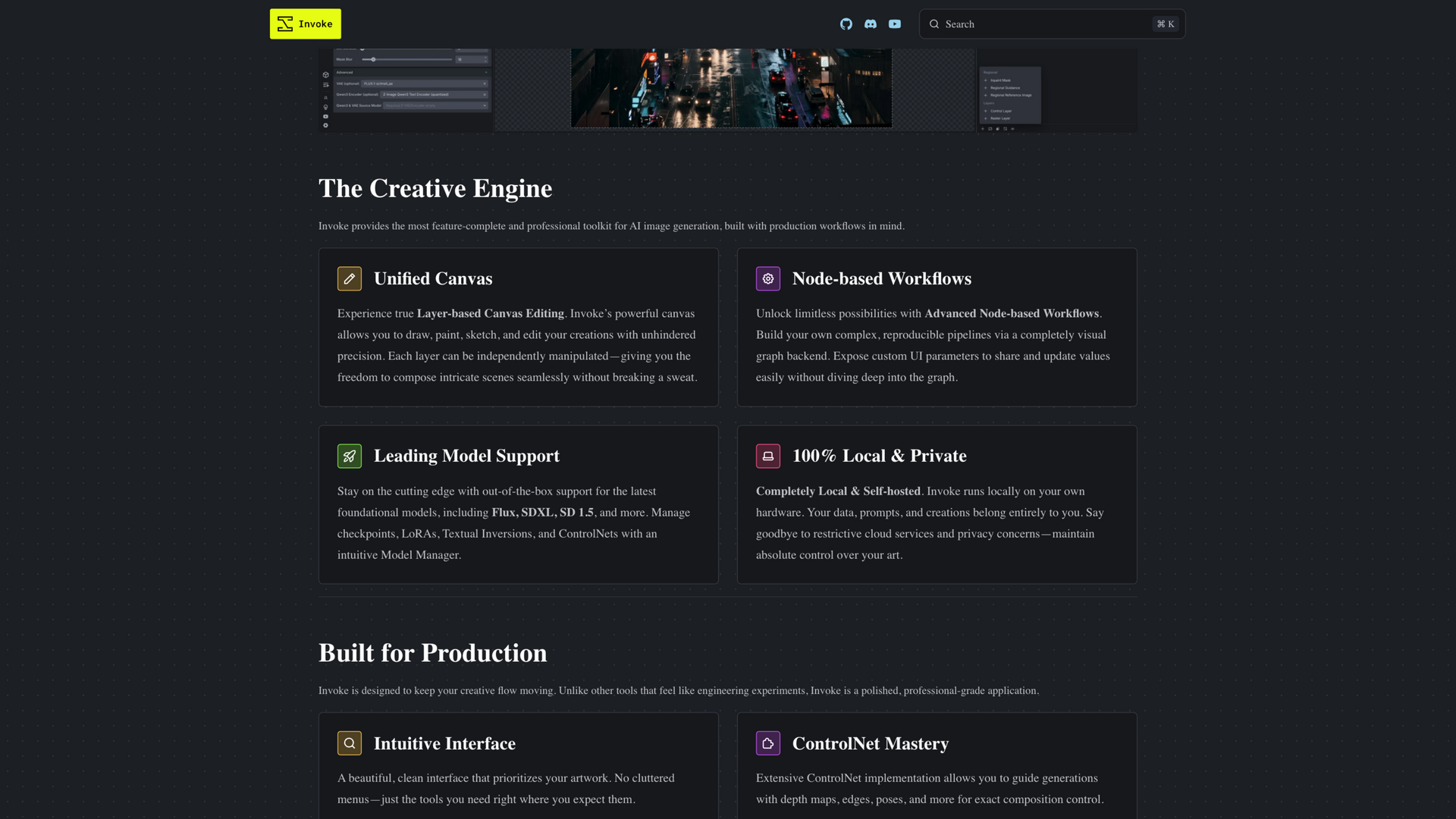 invoke.ai · The Creative Engine 功能区 2026-10-05