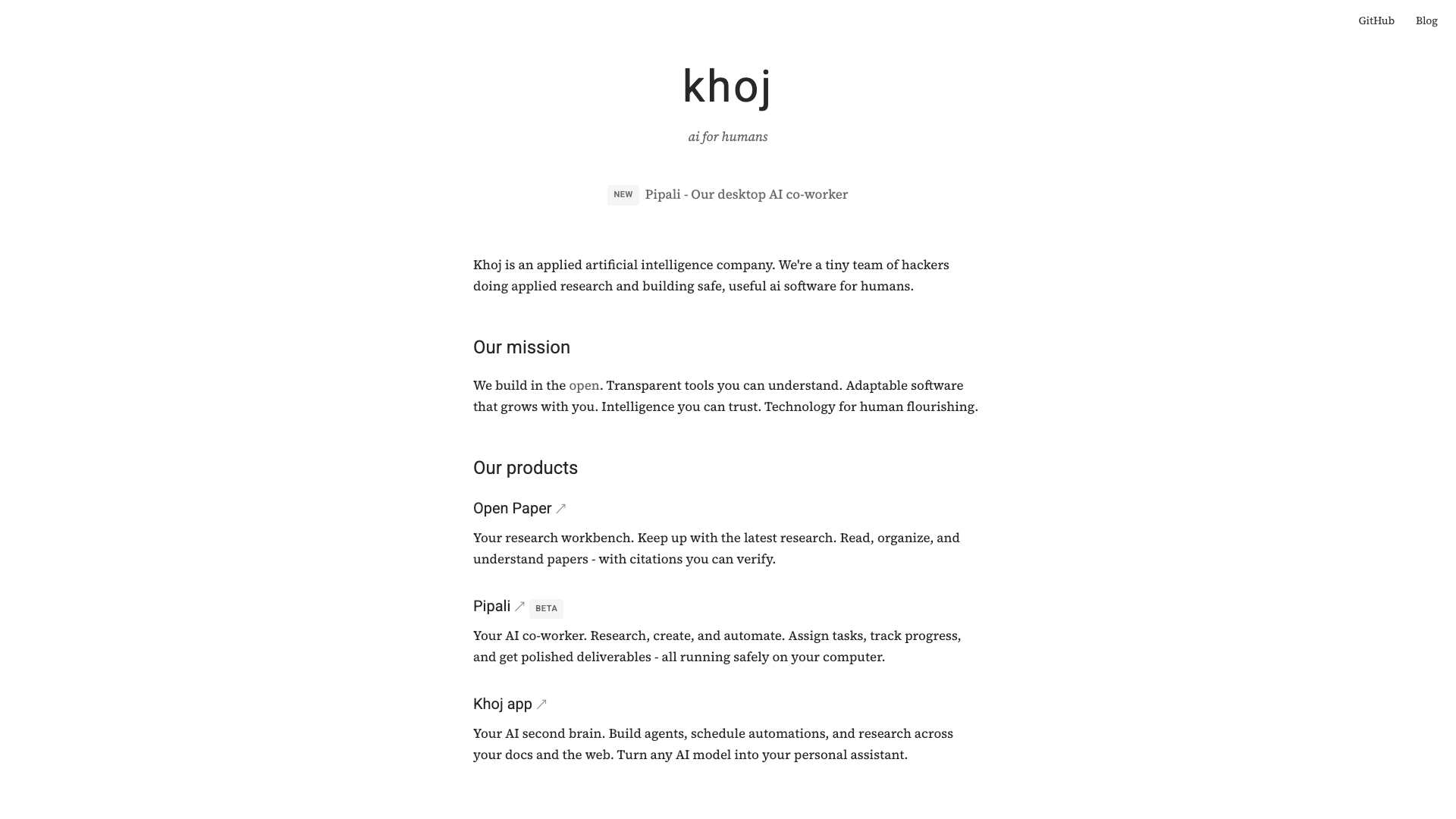 khoj.dev · 官网首页快照 2026-10-04