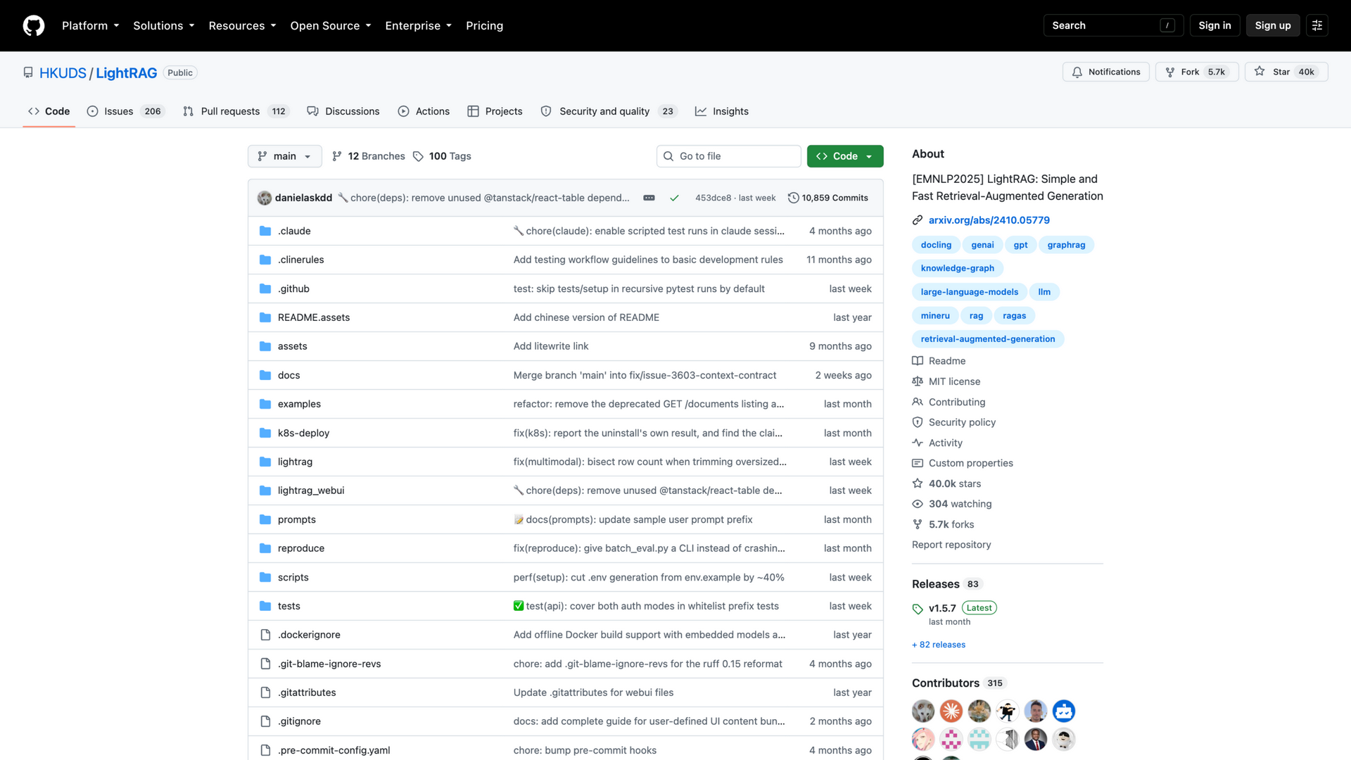 github.com · LightRAG 仓库页 2026-10-05