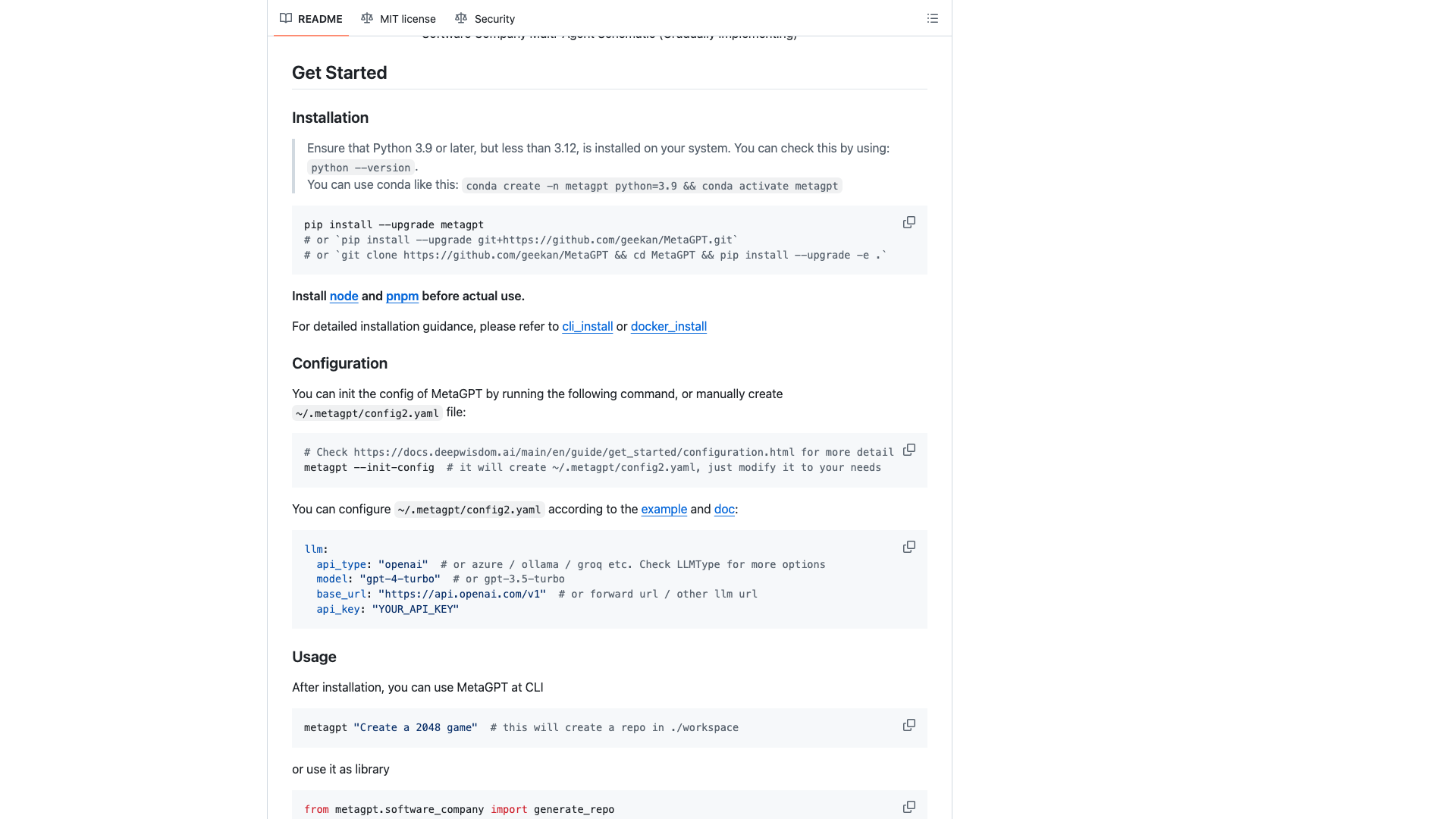 github.com/FoundationAgents/MetaGPT · README 副标语、News 与软件公司原理区 2026-10-04