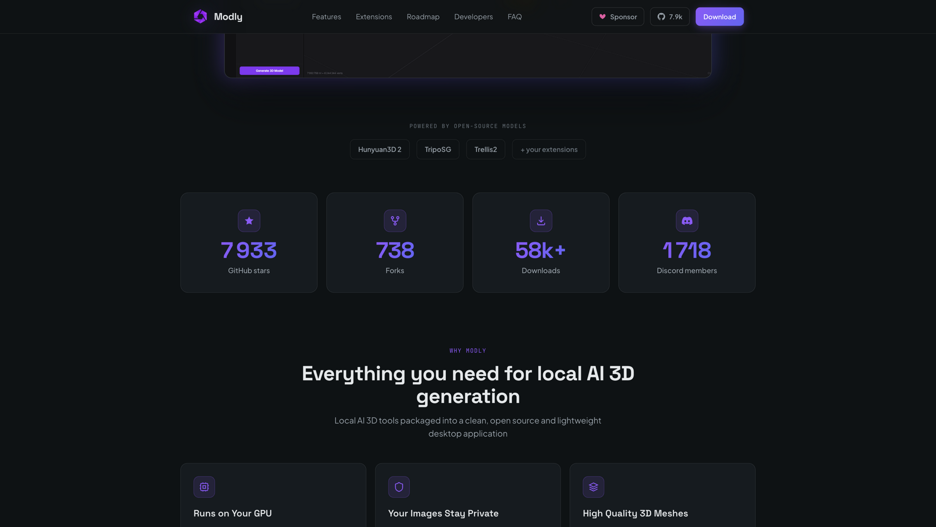 modly3d.app · 开源模型与社区统计 2026-10-05