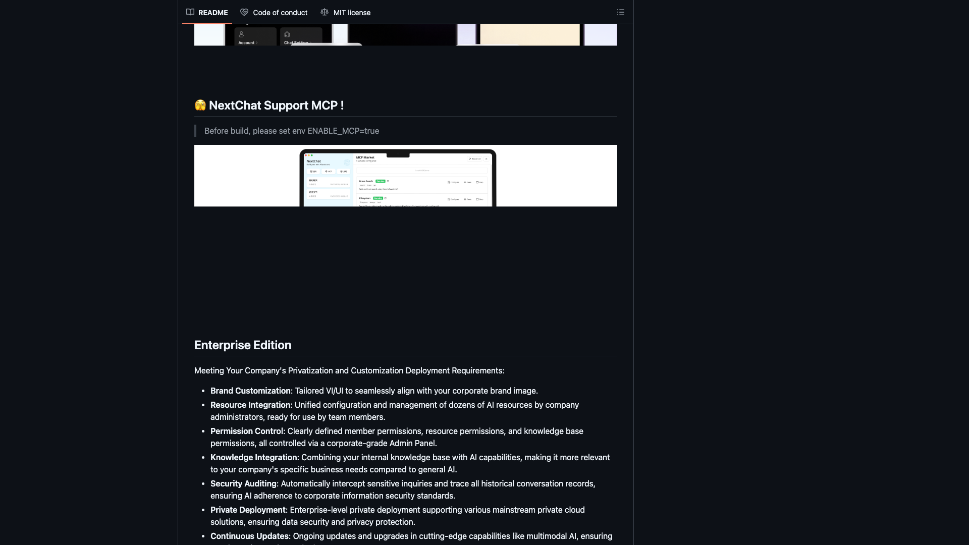 github.com/ChatGPTNextWeb/NextChat · MCP 支持与 Enterprise Edition 区 2026-10-03