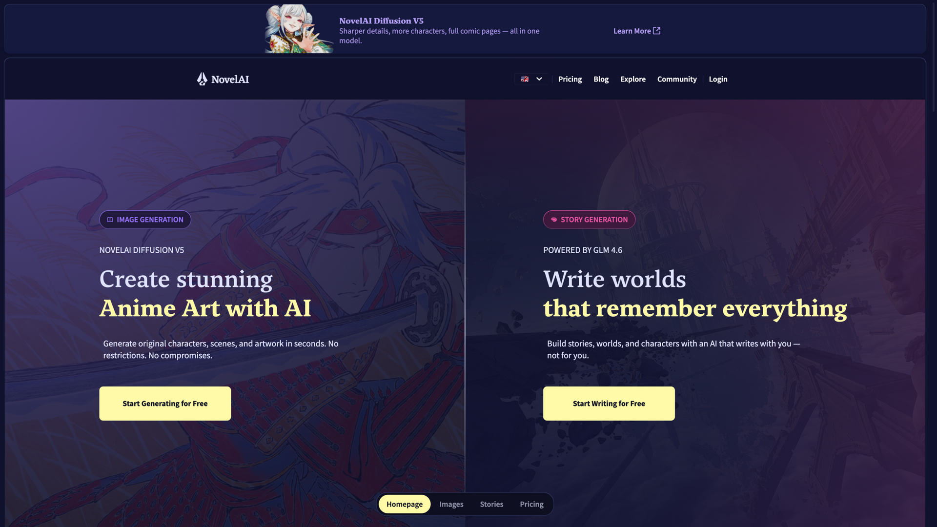 novelai.net · 首页快照 2026-10-05