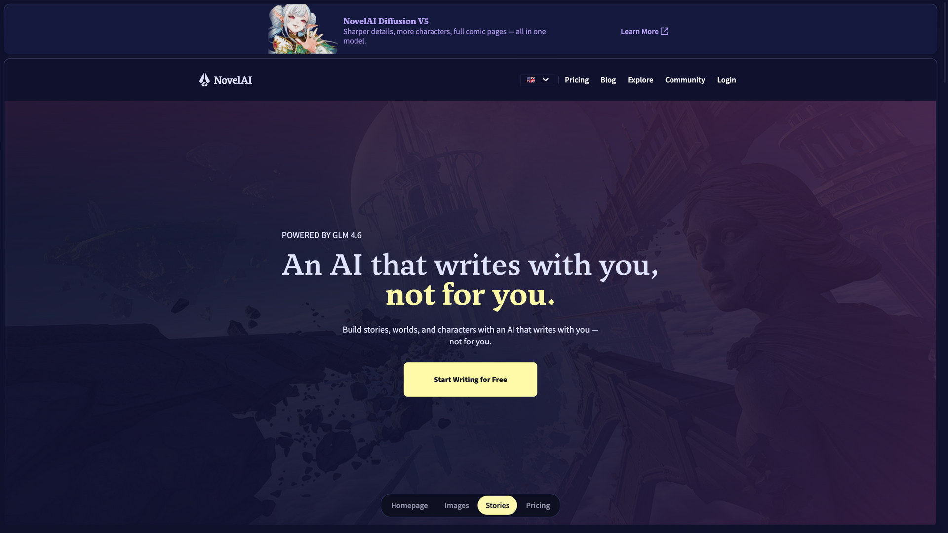 novelai.net · Stories 页签(故事生成) 2026-10-05