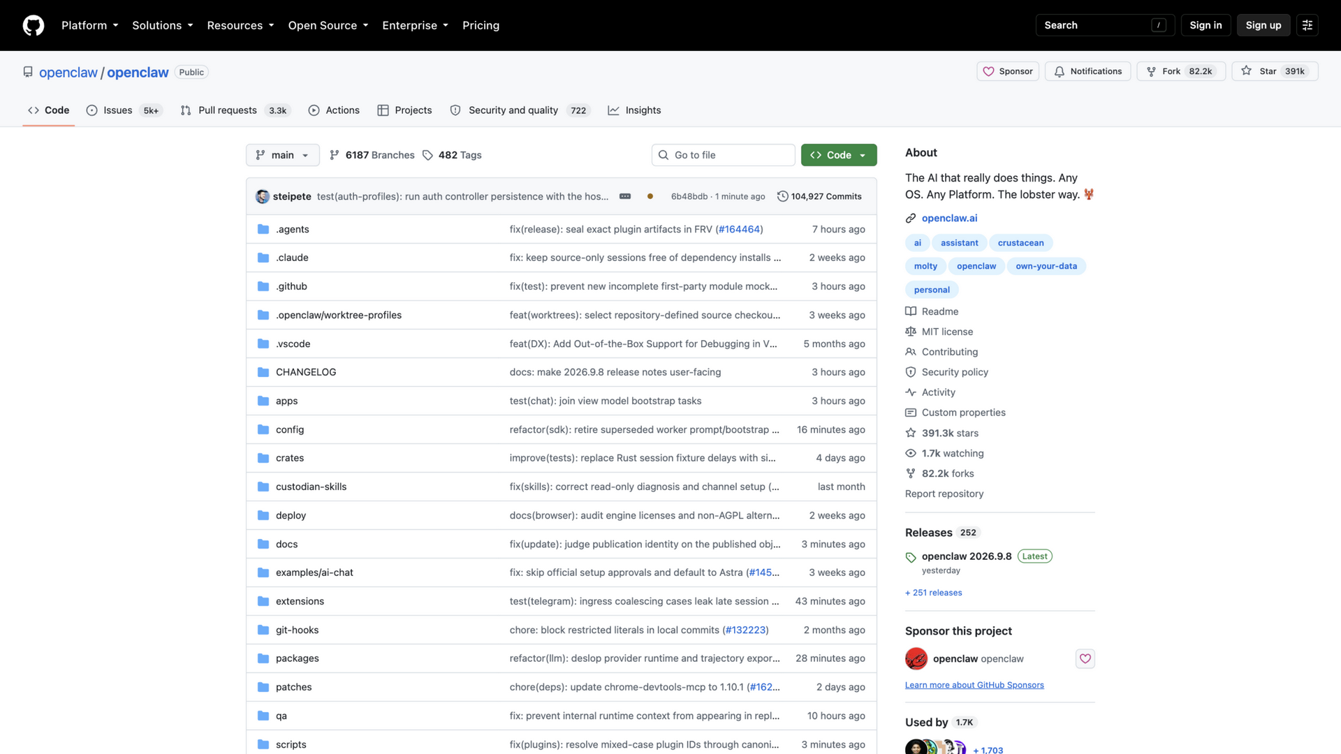 github.com/openclaw/openclaw · 首页快照 2026-10-04