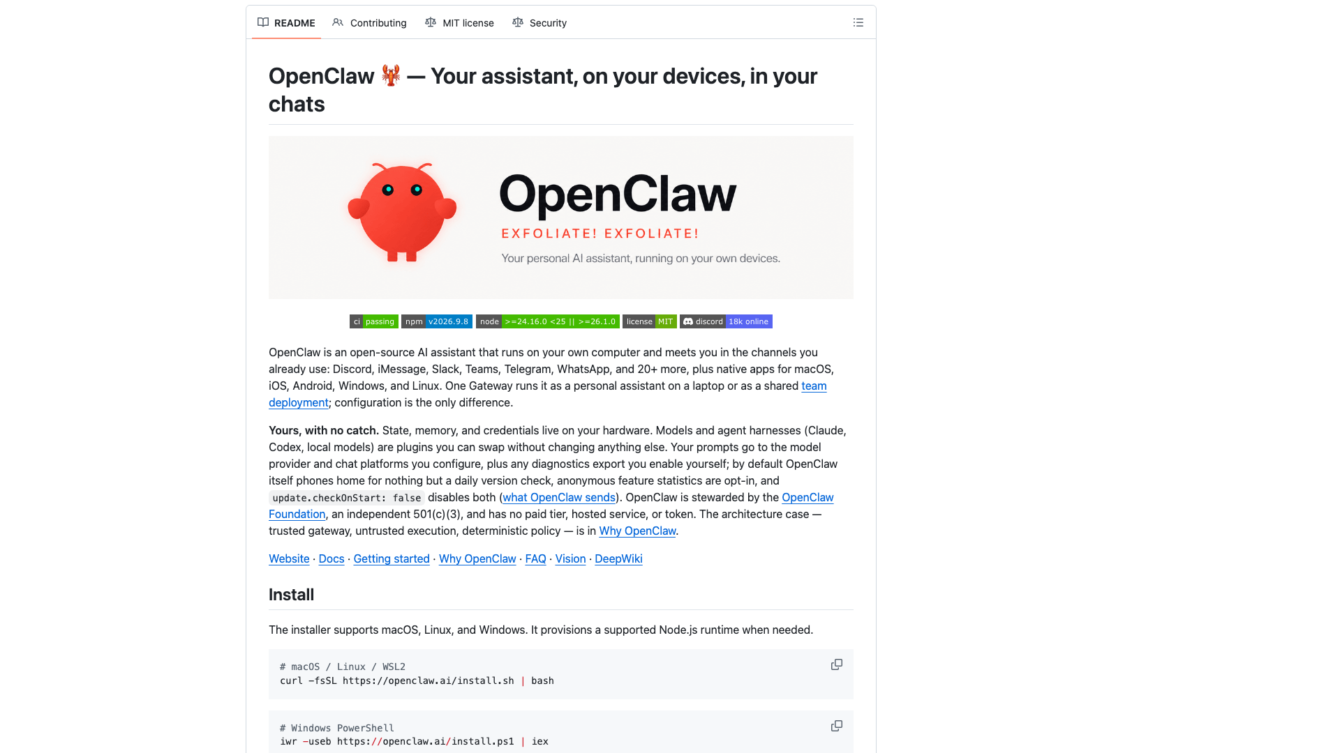 github.com/openclaw/openclaw · README 标题与横幅 2026-10-04
