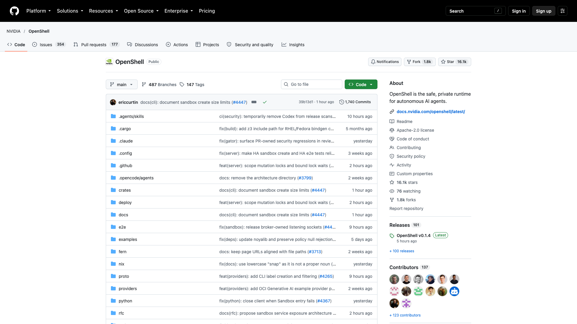 github.com/NVIDIA/OpenShell · 首页快照 2026-10-14