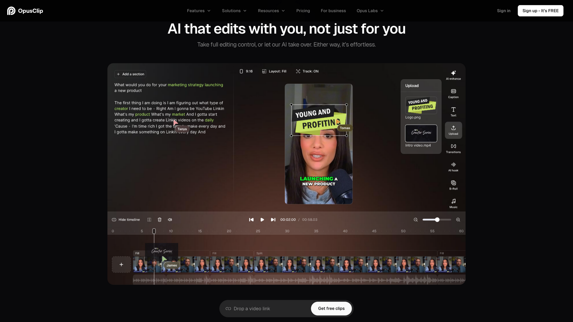 opus.pro · AI Editor 编辑器界面 2026-10-05