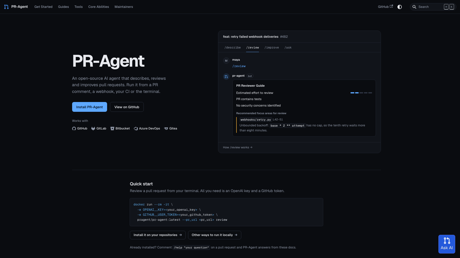 pr-agent.ai · 首页快照 2026-10-05