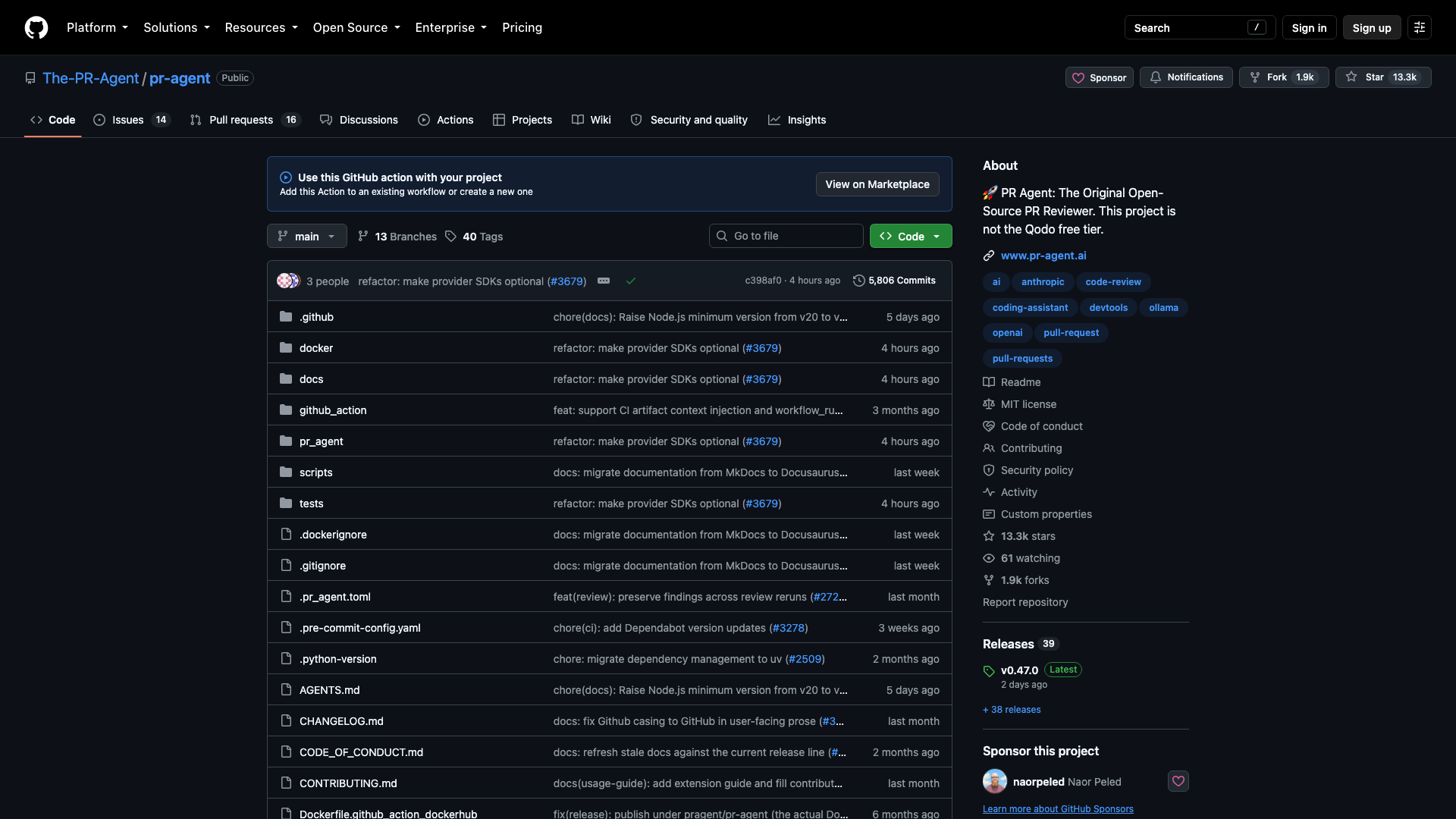 github.com/The-PR-Agent/pr-agent · 仓库首页 2026-10-05