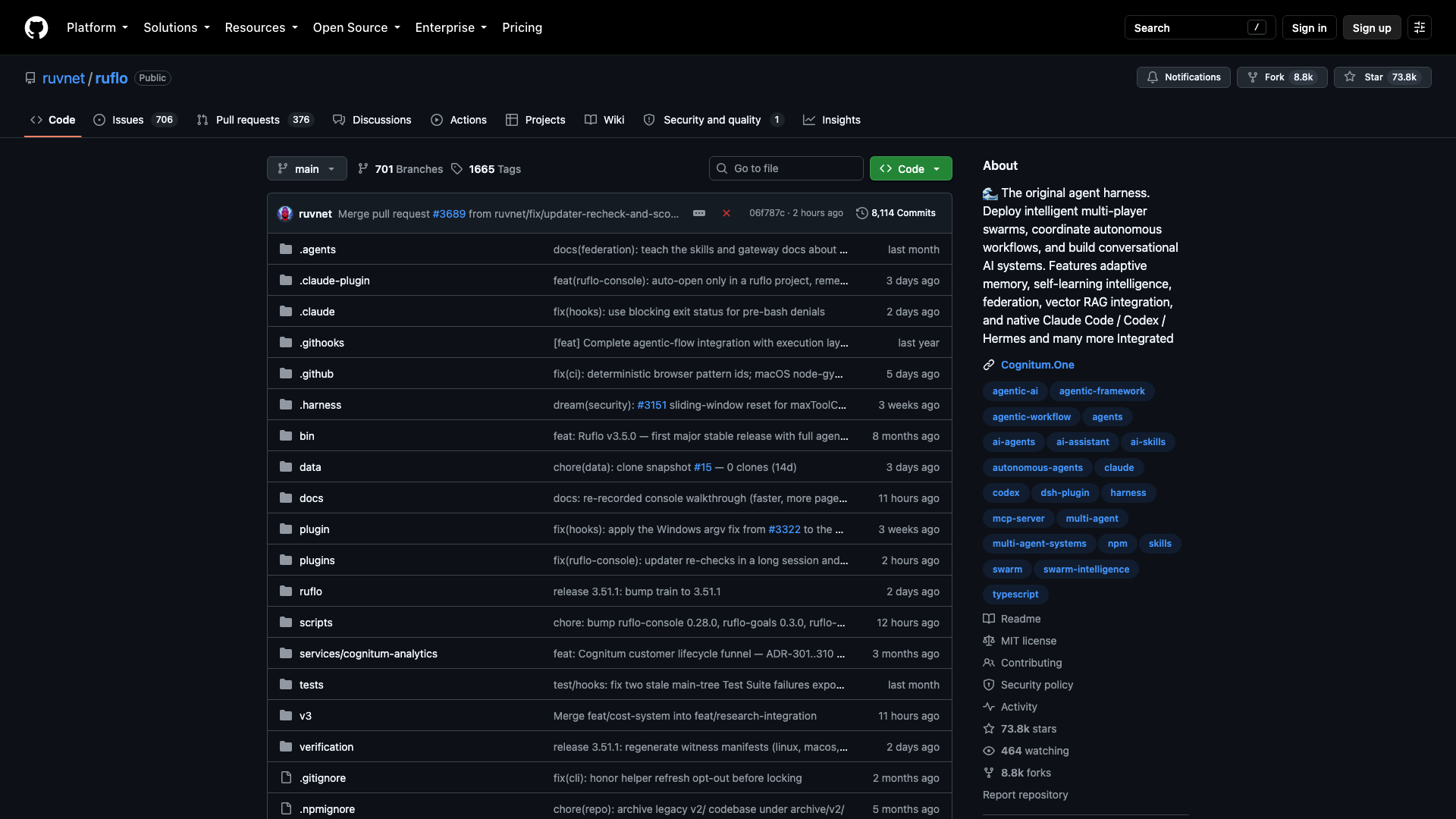 github.com/ruvnet/ruflo · 仓库首页快照 2026-10-05