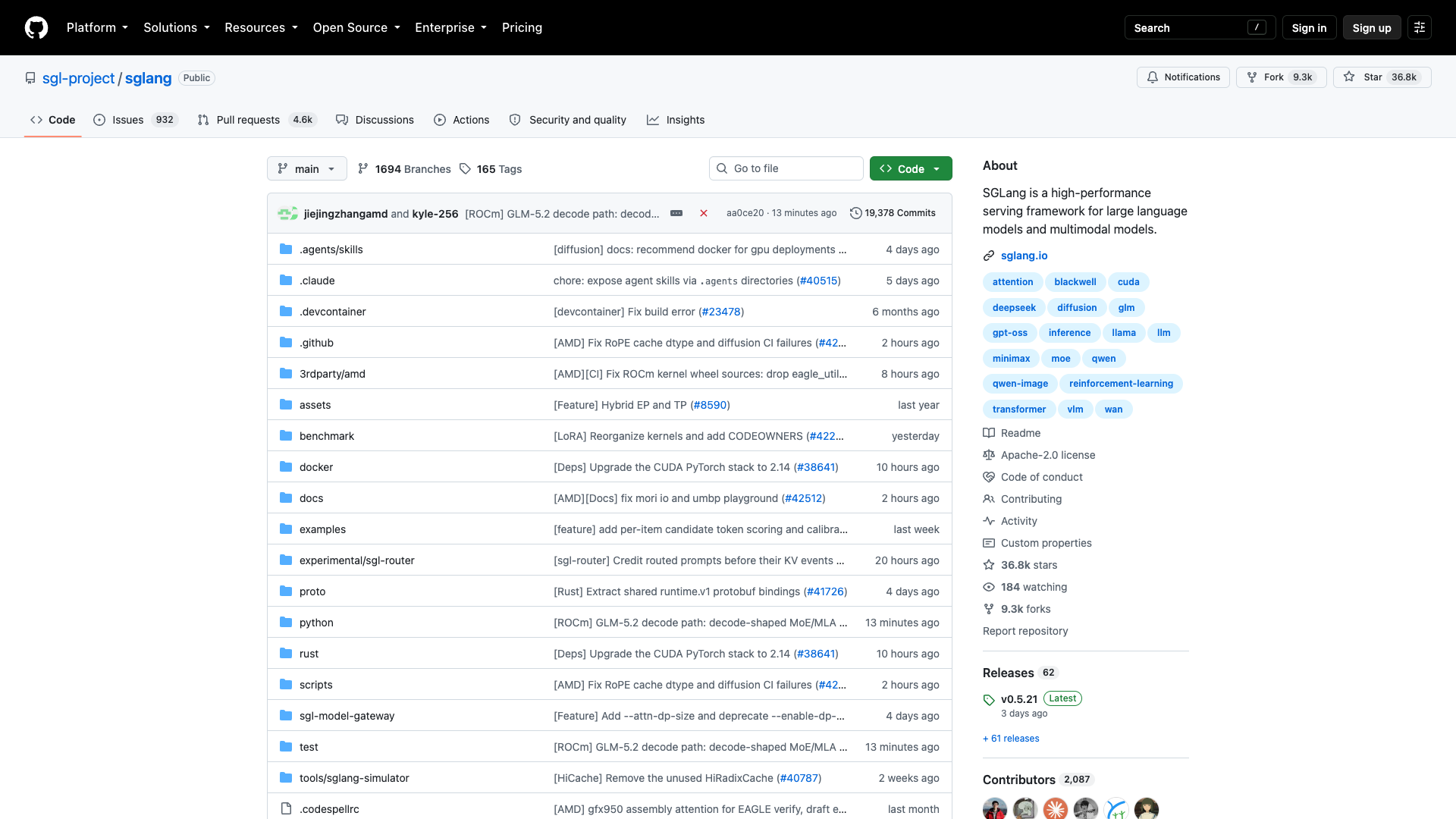 github.com · sgl-project/sglang 仓库页 2026-10-05