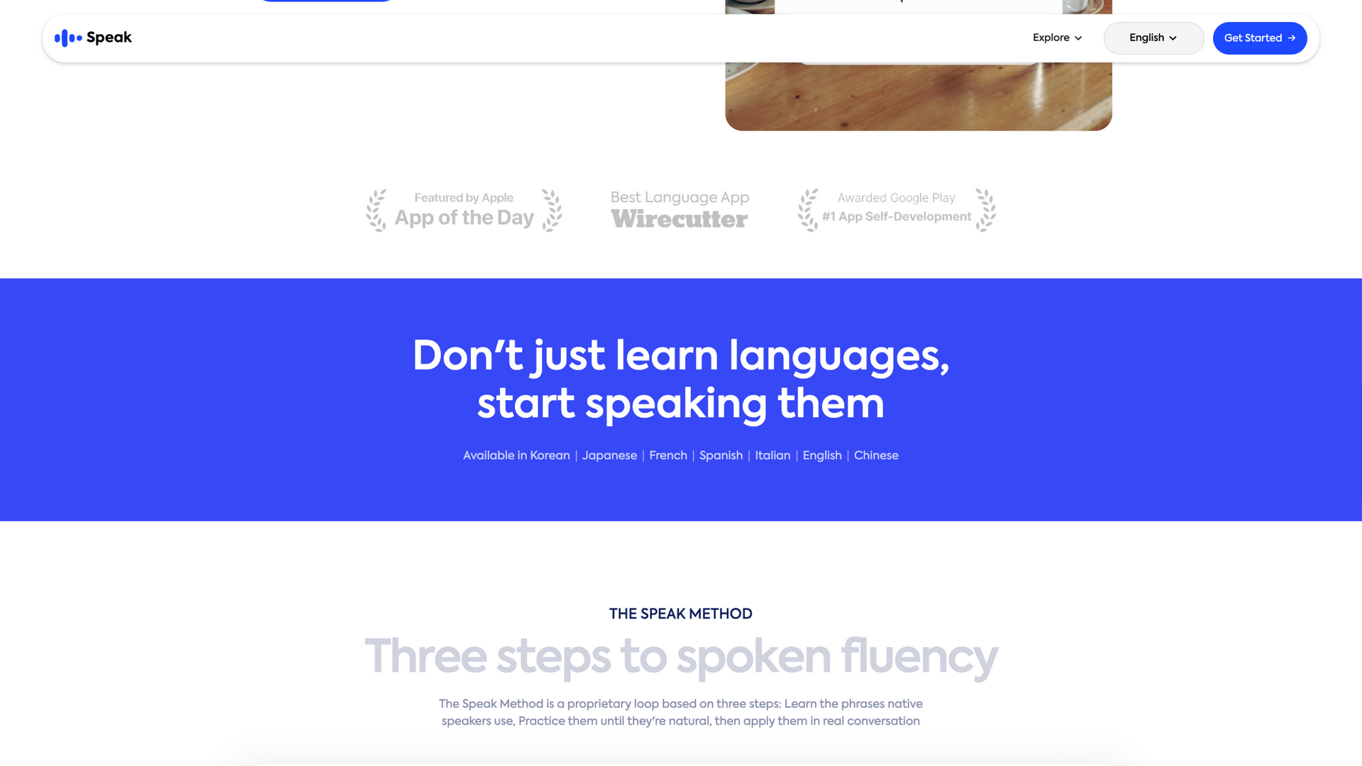 speak.com · 首页 7 门语言课列表区 2026-10-05