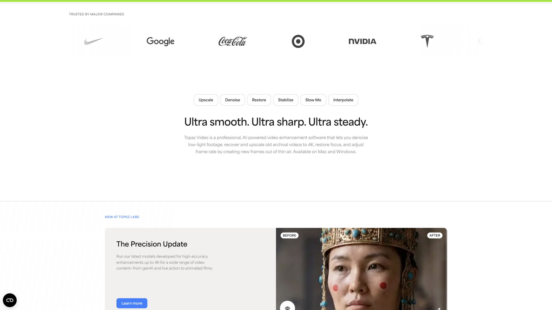 topazlabs.com · 六大能力区与 Precision Update 2026-10-02