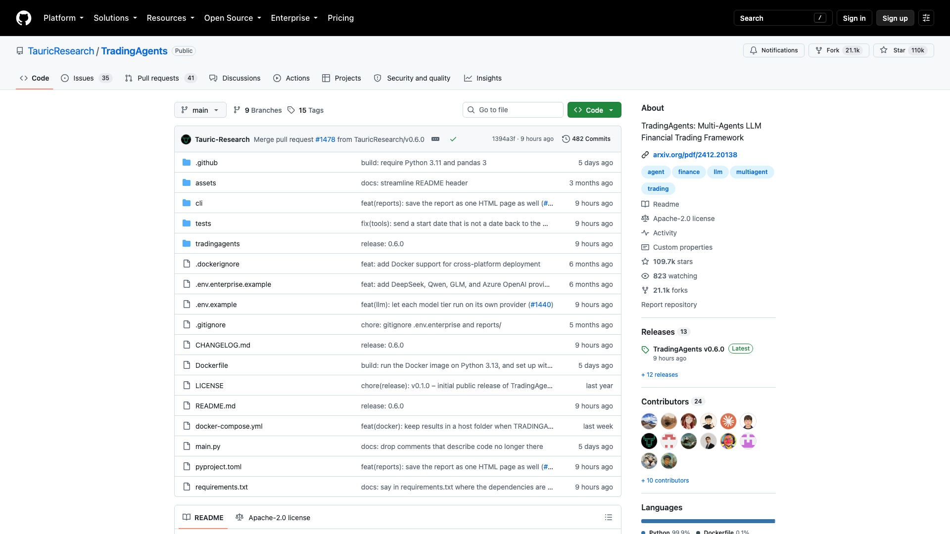 github.com/TauricResearch/TradingAgents · 首页快照 2026-10-04