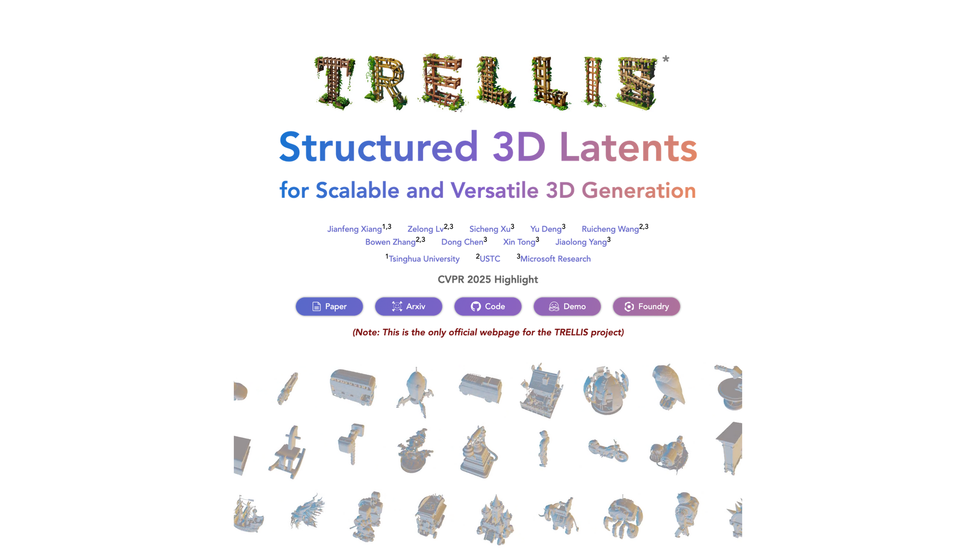 microsoft.github.io/TRELLIS · 首页快照 2026-10-05