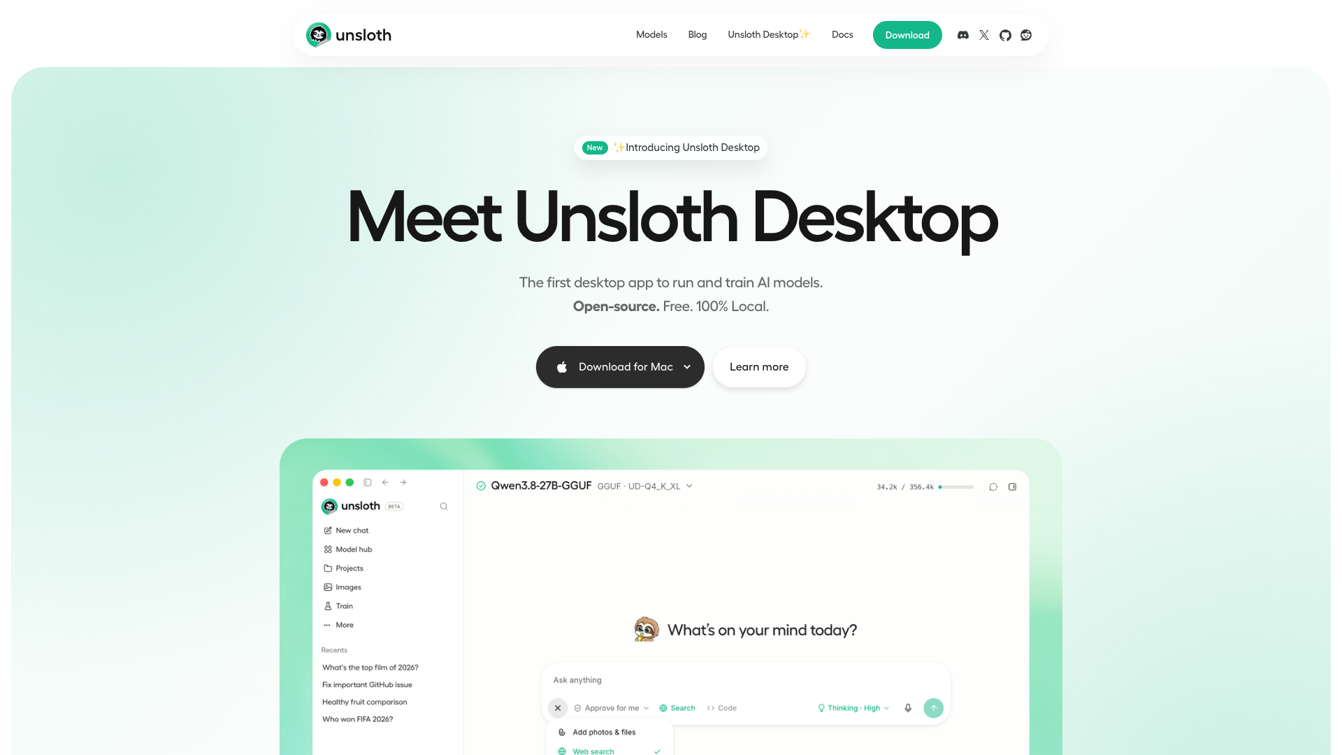 unsloth.ai · 首页快照 2026-10-05