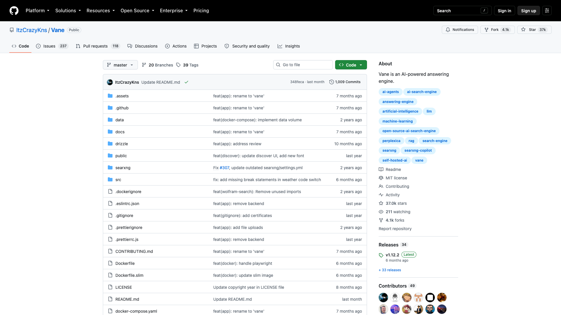 github.com/ItzCrazyKns/Vane · 仓库首页快照 2026-10-05