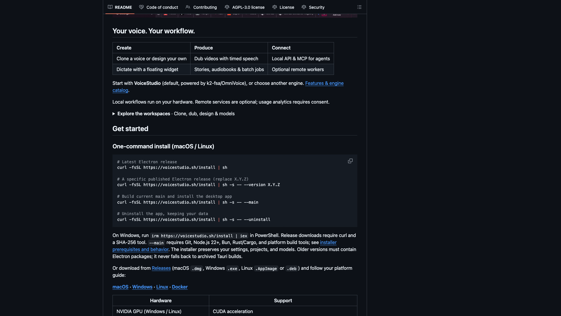 github.com/debpalash/VoiceStudio · README Create/Produce/Connect 能力区 2026-10-04
