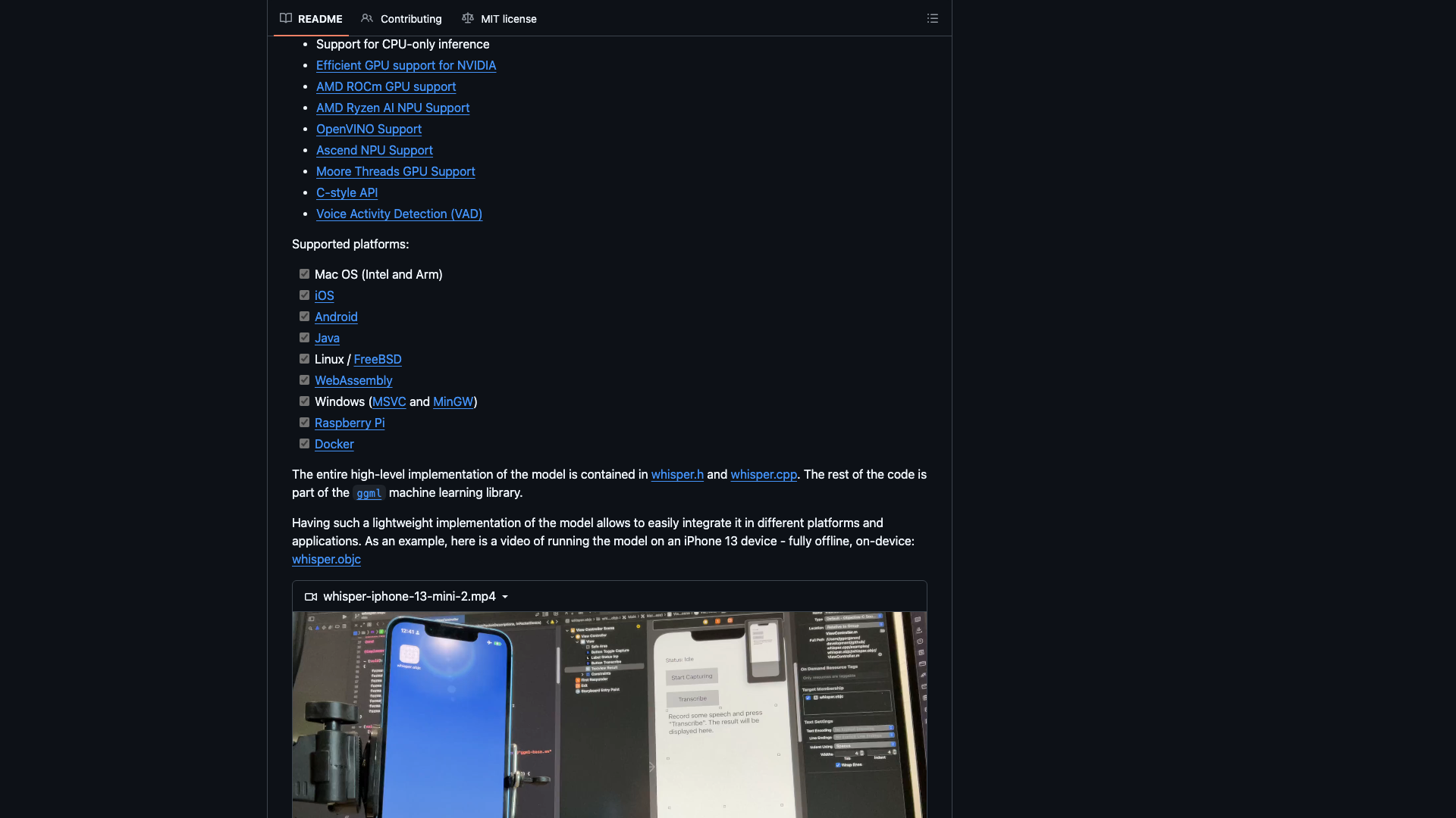 github.com · README 特性清单与支持平台勾选表 2026-10-05