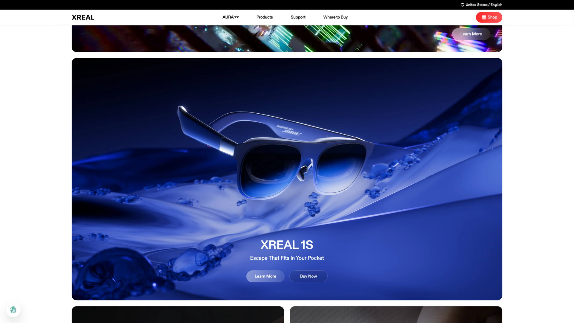 xreal.com · 首页 XREAL 1S 产品卡区(Sound by BOSE)2026-10-05